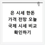 은 시세 한돈 가격 전망 오늘 국제 시세 비교 확인하기