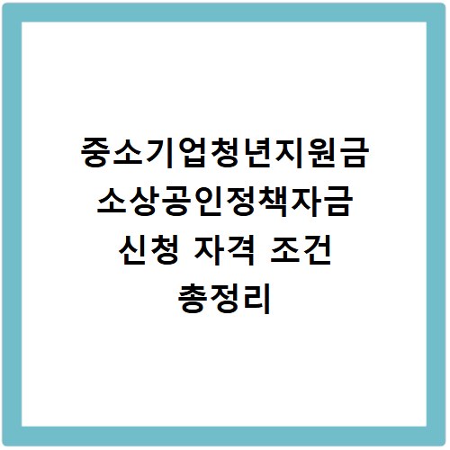 중소기업청년지원금 소상공인정책자금 신청 자격 조건 총정리