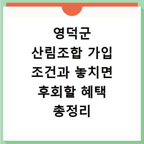 영덕군 산림조합 가입 조건과 놓치면 후회할 혜택 총정리