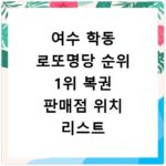 여수 학동 로또명당 순위 1위 복권 판매점 위치 리스트 정보