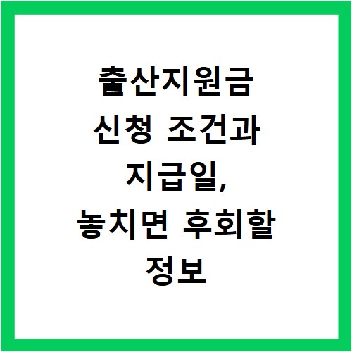 출산지원금 신청 조건과 지급일, 놓치면 후회할 정보 총정리