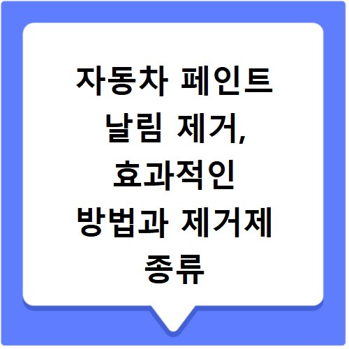 자동차 페인트 날림 제거, 효과적인 방법과 제거제 종류 총정리