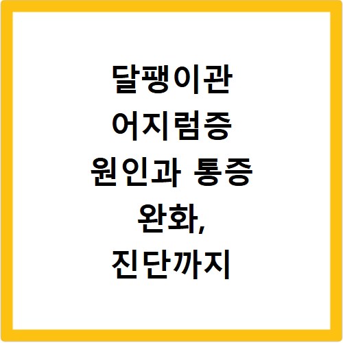 달팽이관 어지럼증 원인과 통증 완화, 진단까지 한 번에 알아봐요