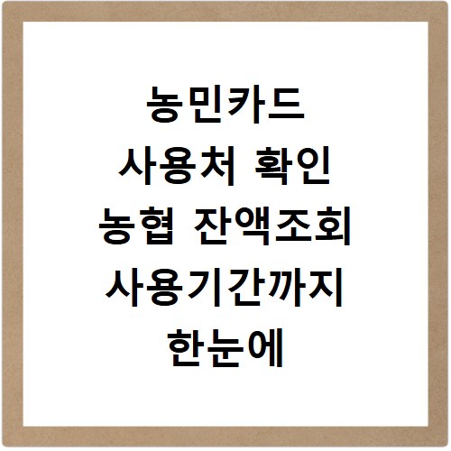 농민카드 사용처 확인 농협 잔액조회 사용기간까지 한눈에