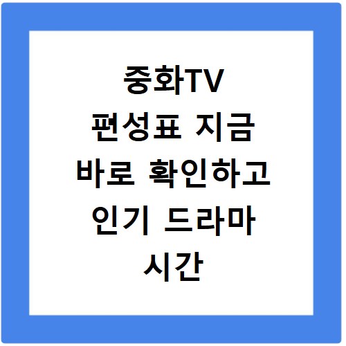 중화TV 편성표 지금 바로 확인하고 인기 드라마 시간 놓치지 마세요