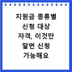 지원금 종류별 신청 대상 자격, 이것만 알면 신청 가능해요