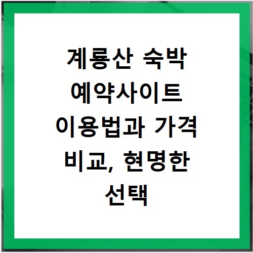 계룡산 숙박 예약사이트 이용법과 가격 비교, 현명한 선택 꿀팁