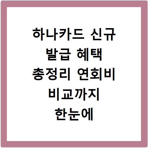하나카드 신규 발급 혜택 총정리 연회비 비교까지 한눈에