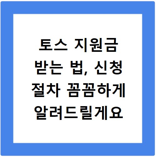 토스 지원금 받는 법, 신청 절차 꼼꼼하게 알려드릴게요