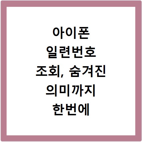 아이폰 일련번호 조회, 숨겨진 의미까지 한번에 파헤치기
