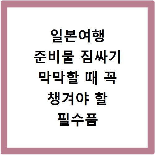 일본여행 준비물 짐싸기 막막할 때 꼭 챙겨야 할 필수품