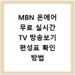 MBN 온에어 무료 실시간 TV 방송보기 편성표 확인 방법