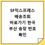 SF익스프레스 배송조회 바로가기 한국 부산 송장 번호 확인 방법