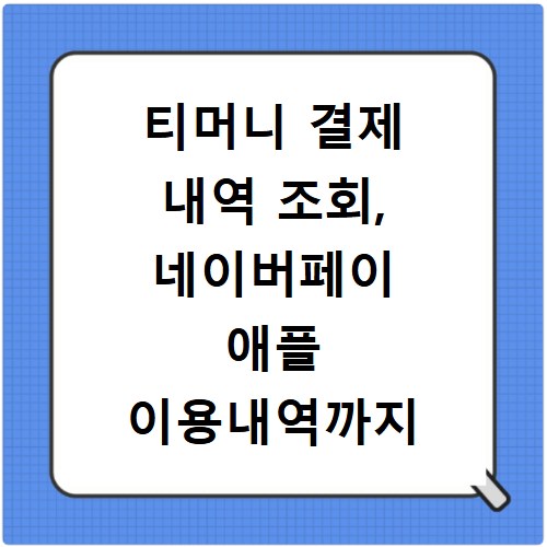 티머니 결제 내역 조회, 네이버페이 애플 이용내역까지 한눈에 확인